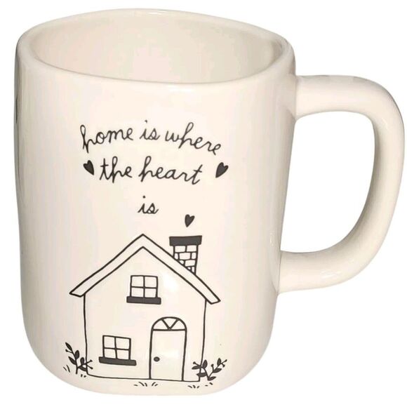 Rae Dunn Embossed Ceramic‎ Coffee Mug Home Is Where The Heart Is 16oz Ivory - Picture 1 of 7